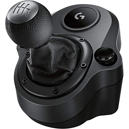 Logitech G Driving Force Schalthebel, 6 Gänge mit H-Schema, Schaltknauf aus Echtleder & Stahl, Integrierte Befestigungsklammern, Kompatibel mit Driving Force Rennlenkrädern G29, G920 & G923 – Schwarz