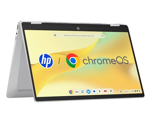 HP Chromebook x360 Laptop (14″ HD Touchscreen, Intel N100, Gemini, 4 GB RAM, 128GB, ChromeOS, QWERTZ) – Silber