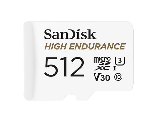 SanDisk High Endurance microSDXC Speicherkarte 512 GB + Adapter (Für Dash-Cams und Private Überwachungskameras, 100 MB/s Lesen, V30 für Full-HD und 4K-Videos)