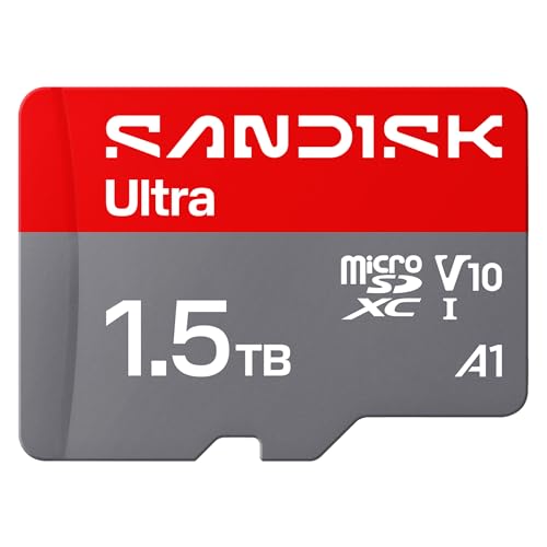 SANDISK Ultra microSDXC 1.5 TB, UHS-I + SD Adapter (bis zu 195MB/s Lesen, Full-HD-Video, V10, U1, C10, A1) Karte für Android-Smartphones oder -Tablets, Kameras und Laptop