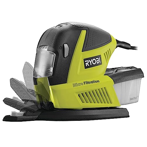RYOBI 180 W Multifunktionsschleifer RMS180-SA30, Dreieck-, Schwing- & Fingerschleifer, variable Drehzahl, DustTech™ Staubbox, inkl. Werkzeugtasche
