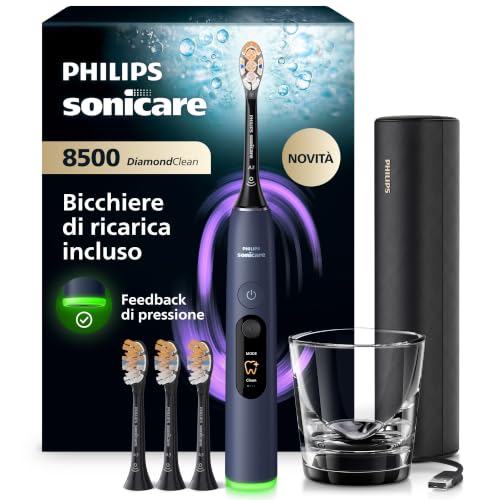 Philips Sonicare Series 6100 Elektrische Zahnbürste – Technologie der nächsten Generation, Drucksensor, 6 Putzeinstellungen, SmarTimer, BrushPacer, 21 Tage Laufzeit, Reis