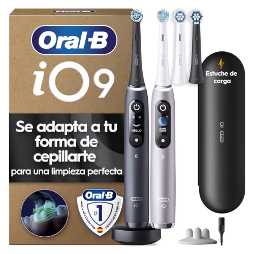 Oral-B iO Series 9 Elektrische Zahnbürste, Doppelpack, Schwarz/Rosa